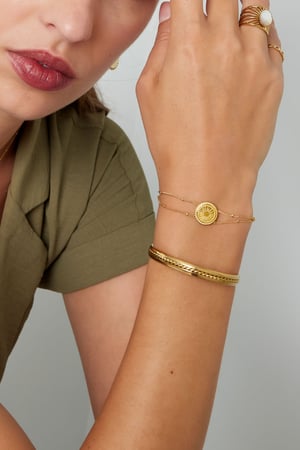 Doppelgliedarmband mit Münze – Goldfarbe - Goldfarbefarbe h5 Bild4